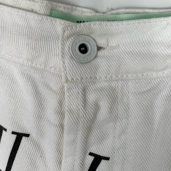 $535 Off-White White Black Logo Stone-Washed Distressed Denim Shorts size 27 - Picture 9 of 12